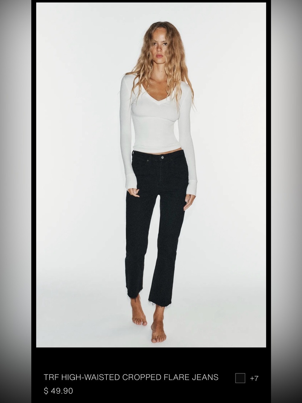 Zara Women's Black Straight-Leg Jeans cropped